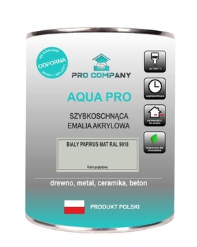 AQUA PRO Emalia Szybk 0,8L Biały Pap. RAL 9018 MAT