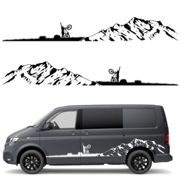 Nálepka Grafika na karavanu Přívěs Cyklista Bike Hory Mountains 320x44