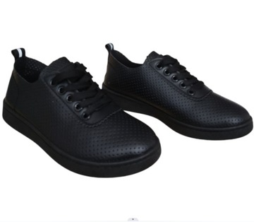 Женские ажурные кожаные туфли, спортивные кроссовки на плоской подошве, черные, размер 37