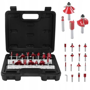 НАБОР ИЗ 15 ФРЕЗ ДЛЯ ДЕРЕВА 1/4 ФРЕЗЫ