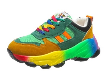 Damskie kolorowe sneakersy na platformie casual