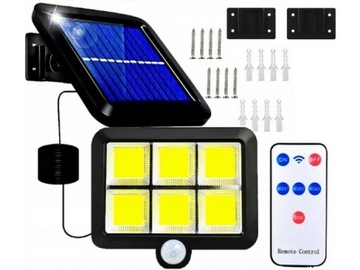 LAMPA SOLARNA 120 LED HALOGENOWA CZUJNIK RUCHU I ZMIERZCHU PANEL +PILOT
