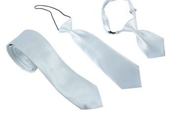 2 KRAWATY TATA I SYN białe satynowe eleganckie