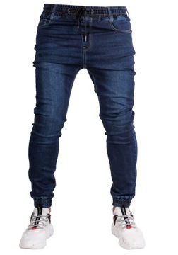 Spodnie męskie jeansowe ze ściągaczami JOGGERY granat SARO r.33