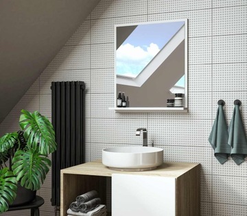 Белое зеркало с полкой, зеркало для ванной комнаты