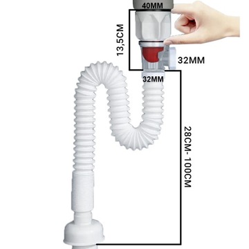 Гибкий сифон и пробка для умывальника с сетчатым фильтром