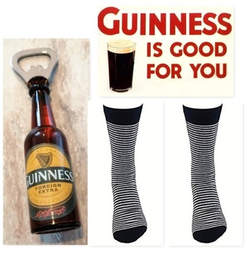 GUINNESS białoczarne skarpety EU 39-45 + OTWIERACZ