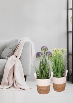 ПЛЕТЕНАЯ КОРЗИНКА ИЗ МОРСКОЙ ТРАВЫ, НАТУРАЛЬНОЕ ПОКРЫТИЕ БОХО, 25x18см