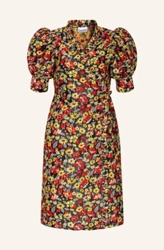 GANNI sukienka 38 M JACQUARD WRAP DRESS