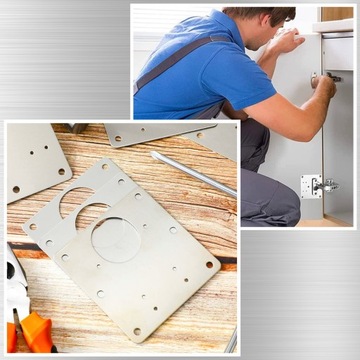 4x ПЛАСТИНА ДЛЯ РЕМОНТА ВЫРЫВАННЫХ МЕБЕЛЬНЫХ ПЕТЛЕЙ ШКАФОВ РЕМКОМПЛЕКТ