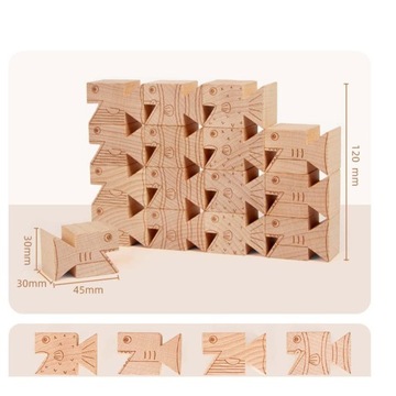 16 деревянных кубиков Монтессори.