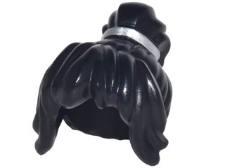 Lego Nowe Włosy czarne Black Damskie falowane kucyk srebrna gumka 25405pb01