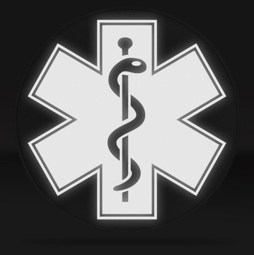 ЧЕРНАЯ СВЕТООТРАЖАЮЩАЯ НАШИВКА ESKULAP НА ЛИПУЧКЕ, 19,5 см