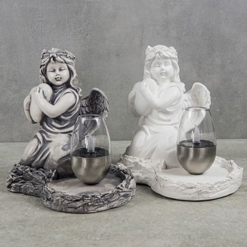 СЕРАЯ ГИПСОВАЯ ФИГУРКА Гробница СОЛНЕЧНАЯ СВЕТОДИОДНАЯ ЛАМПА