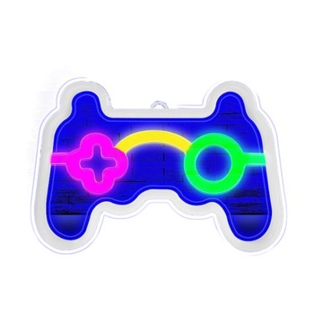 LED GAMEPAD KONTROLER GIER NEON DEKORACJE DO POKOJU MŁODZIEŻOWEGO 24x16CM