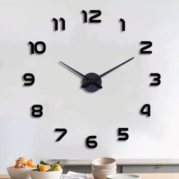 БОЛЬШИЕ БЕСШУМНЫЕ 3D НАСТЕННЫЕ ЧАСЫ, ПРИКЛЕЧЕННЫЕ НА СТЕНУ