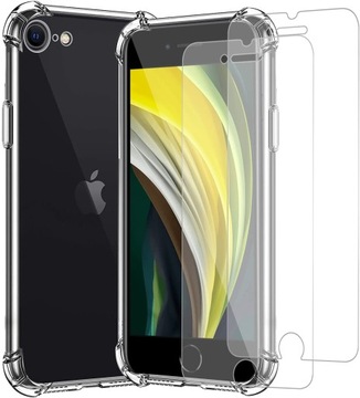 Etui Clear Case Anti-Shock + 2x Szkło iphone 7 SE