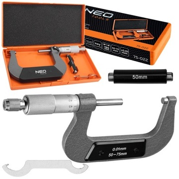 NEO NONIUS АНАЛОГОВЫЙ МИКРОМЕТР 50-75 мм / 0,01 мм ВНЕШНИЙ МИКРОМЕТР