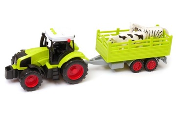 Traktor światła dźwięk + przyczepa i zwierzęta
