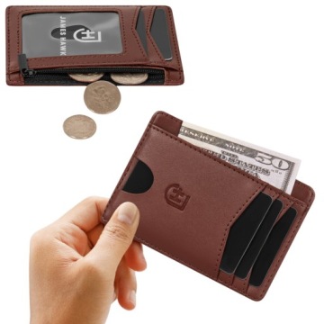 CIENKI PORTFEL MĘSKI SKÓRZANY RFID ETUI NA KARTY