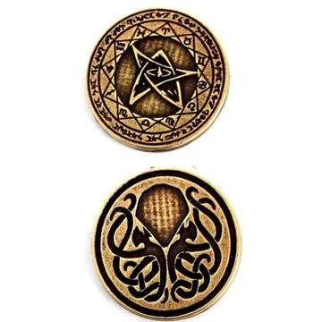 ZESTAW 12 CTHULHU METALOWYCH MONET LARP RPG