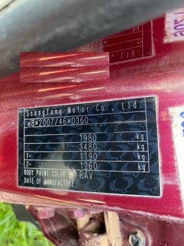 SSANGYONG KORANDO IV VÍKO KUFRU ZADNÍ KUFRU RAV