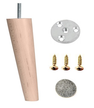 NOGI NÓŻKI DREWNIANE JASNY BUK SKOŚNE 15CM ZESTAW