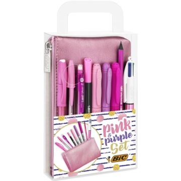 BIC Набір приладдя у чохлі Рожевий & Фіолетовий - комплект шкільний ручний