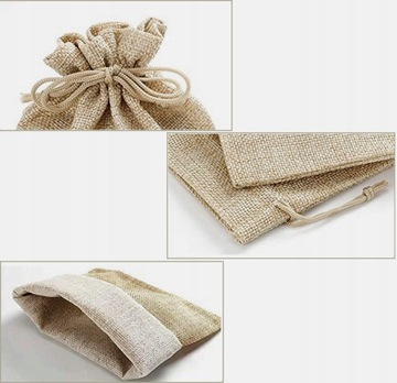 50шт льняной подарочный пакет на шнурке 9х12см ХЛОПКОЛЬНЯЯ СУМКА