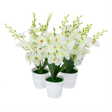 3 искусственных орхидеи в горшке МИКС - Розовый Белый Фиолетовый Набор цветов