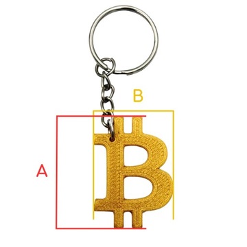 Золотой брелок Биткойн 3х4см - гаджет-брелок для любителей криптовалюты