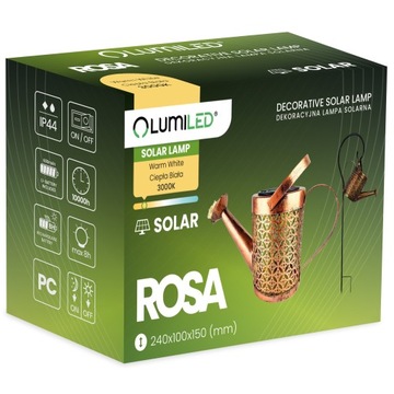 2x светодиодные солнечные садовые лампы, подключаемые лейки ROSA, медь, IP44, 3000K