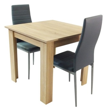 Zestaw stół Modern 80x80 2 szare krzesła Nicea