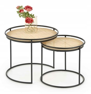 Zestaw BOHO 2 stoliki okrągłe Manado rattan Halmar