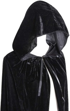 Черная длинная накидка с капюшоном 150 см Карнавал