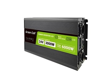 GREEN CELL PRZETWORNICA LCD 24V/230V 3000W/6000W CZYSTY SINUS