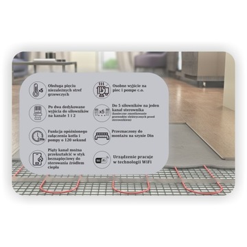 Zestaw do ogrzewania podłogowego WiFi - 4 obiegi
