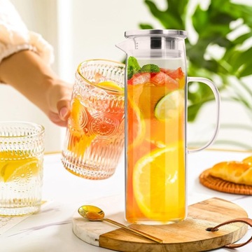 СТЕКЛЯННЫЙ КУВШИН ДЛЯ НАПИТКОВ СОК КОМПОТ ЛИМОНАД ВОДА ДЛЯ НАПИТКОВ 1,5л