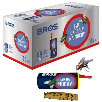Lep Na Muchy taśma pułapka Lepowa KLEJ na muchy okrągła BROS 100 sztuk