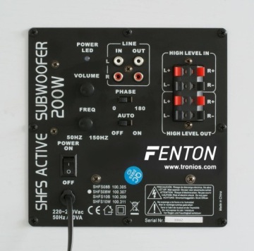 Активный сабвуфер Fenton 8 дюймов 4 Ом Белый