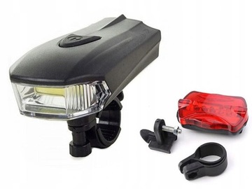 ZESTAW OŚWIETLENIE ROWEROWE PRZÓD TYŁ 5 LED+GRATIS