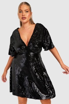 BOOHOO SUKIENKA CEKINOWA Z GŁĘBOKIM DEKOLTEM PLUS SIZE R.XXL K117014