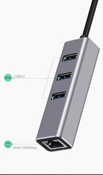 СЕТЕВАЯ КАРТА СЕТЕВОЙ АДАПТЕР RJ45 3 ПОРТА USB 3.0 100/1000 Мбит/с ETHERNET