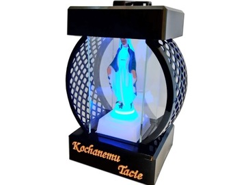 TATA TACIE ZNICZ LAMPION KOŁO RTN GŁADKI CZARNY+FIGURKA LED