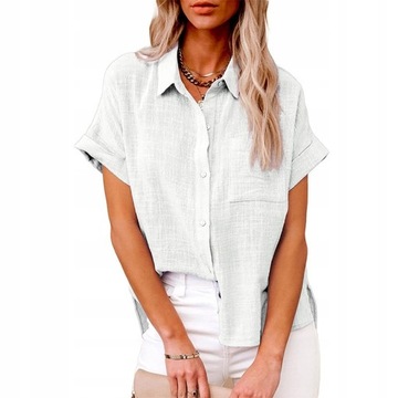 2024 NOWY DAMSKI BLUZKI LNIANA LUŹNA MODA KOSZULA OVERSIZE