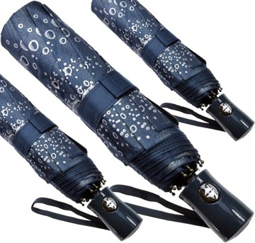 DAMSKA MĘSKA PARASOLKA PARASOL DAMSKI MOCNY AUTOMAT UNISEX W SREBRNE KROPLE