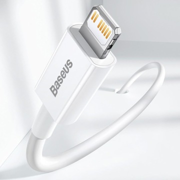 BASEUS SZYBKI KABEL USB-C / LIGHTNING DO IPHONE 20W MOCNY PRZEWÓD BIAŁY 1m