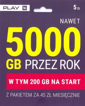 Starter PLAY 5 PLN FORMUŁA do 5000GB