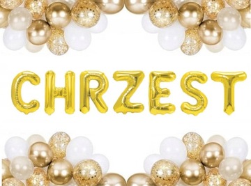 Zestaw Balonów Dekoracje Chrzest Święty 46 szt