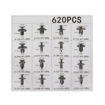 Набор автомобильных зажимов Зажимы для съемников обивки автомобиля 626 шт.